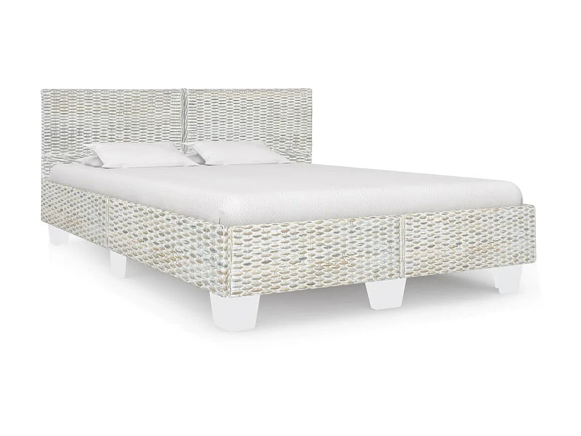 Cama 140x200 cm vime genuíno cinzento PT421421