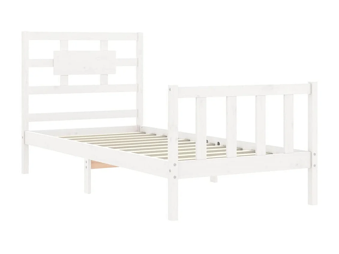 Lit-90x200 cm avec tête de lit blanc bois massif EGGB70454