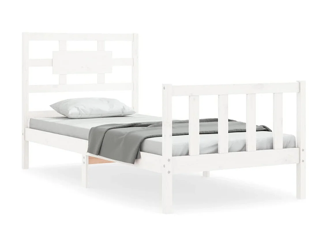Bedframe met hoofdbord massief hout wit 90x200 cm NL47174