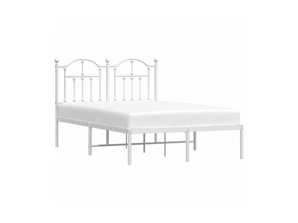 Lit-120x200 cm métal avec tête de lit blanc EGGB65045