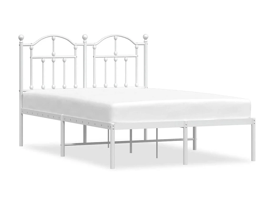 Lit-120x200 cm métal avec tête de lit blanc EGGB65045