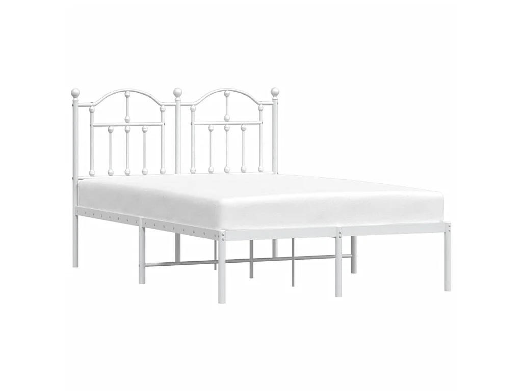 Lit-120x200 cm métal avec tête de lit blanc EGGB65045