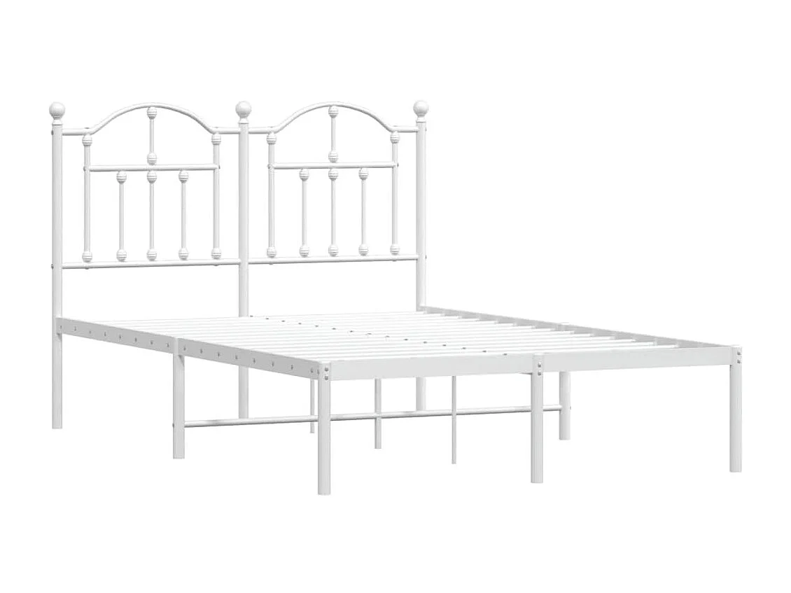Lit-120x200 cm métal avec tête de lit blanc EGGB65045