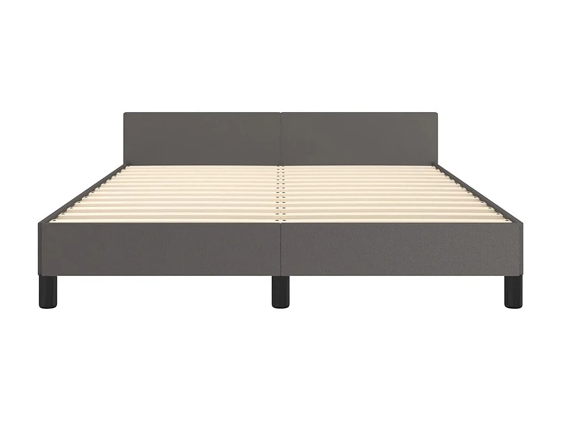 Cama c/ cabeceira 140x200cm couro artificial cinzento PT868184