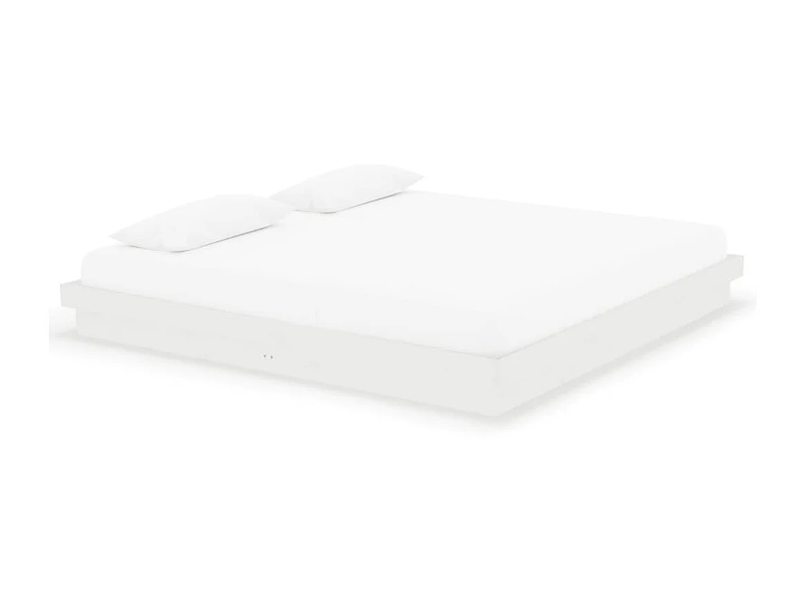 Cama 200x200 cm madeira maciça branco PT695369