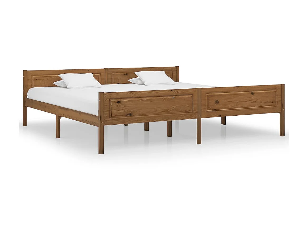 Cama 200x200 cm madera maciza pino marrón miel ES28669