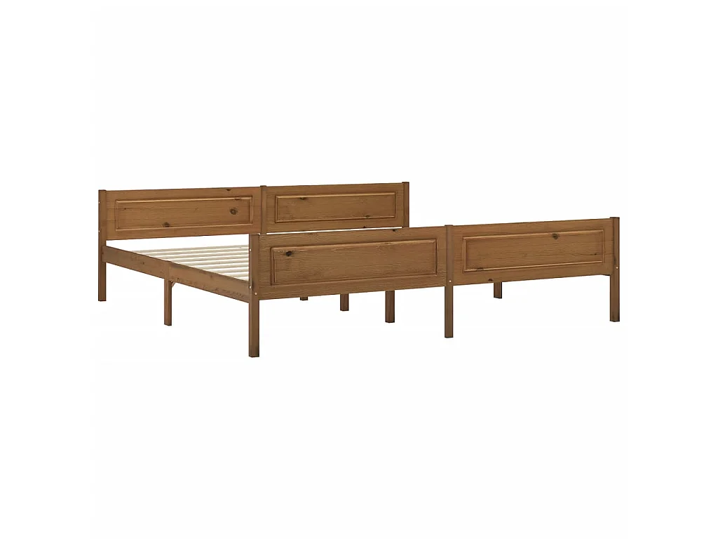 Cama 200x200 cm madera maciza pino marrón miel ES28669