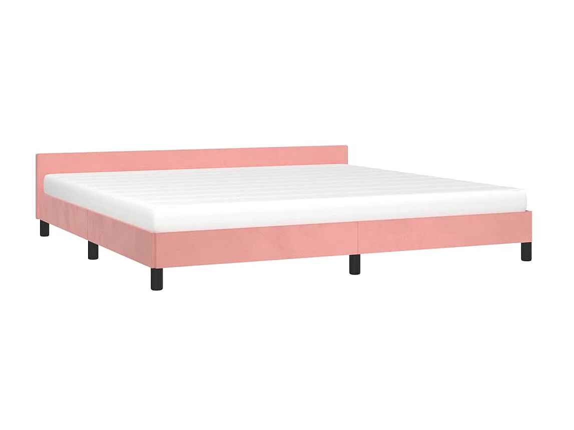 Cama 200x200 cm con cabecero de terciopelo rosa ES62984