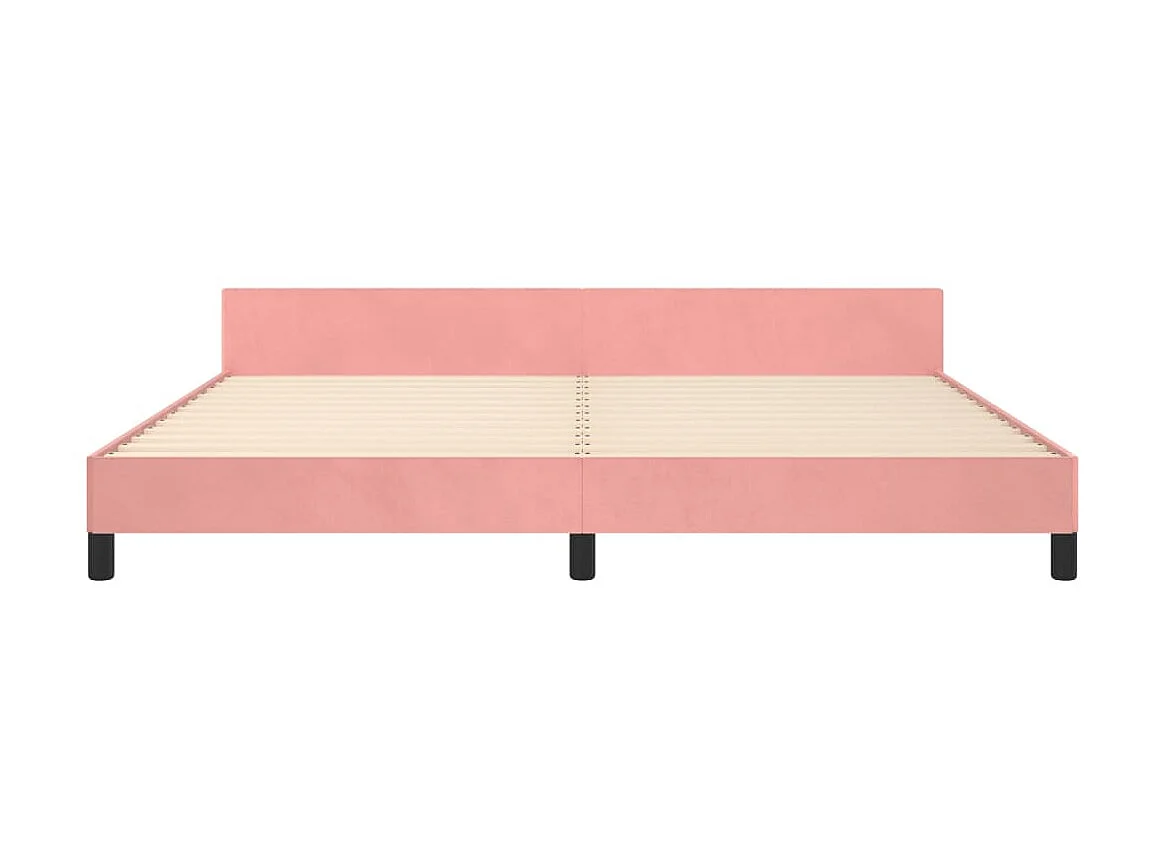 Cama 200x200 cm con cabecero de terciopelo rosa ES62984