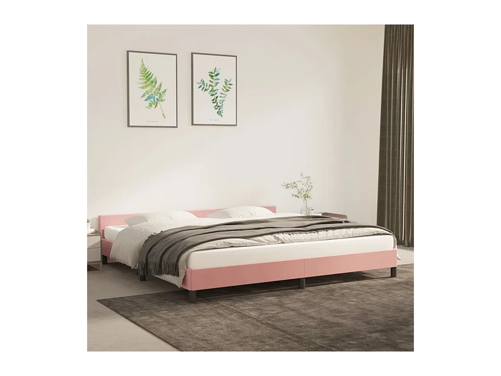 Lit-200x200 cm avec tête de lit Rose Velours EGGB92969