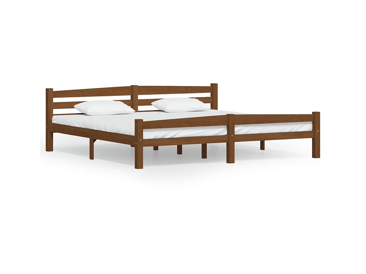 Cama 200x200 cm madera maciza pino marrón miel ES19019