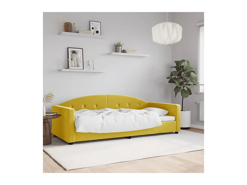Lit-90x200 cm de repos jaune velours EGGB28675