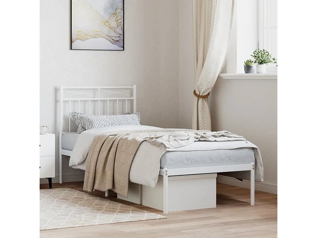 Lit-80x200 cm métal avec tête de lit blanc EGGB77650
