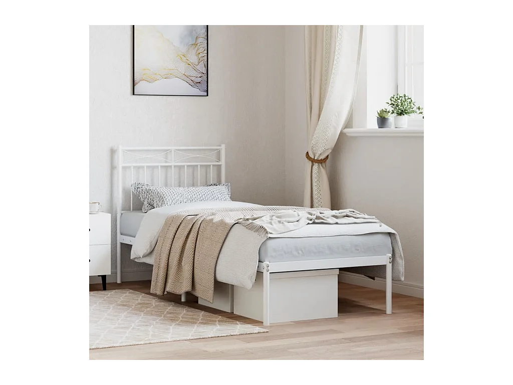 Lit-80x200 cm métal avec tête de lit blanc EGGB77650