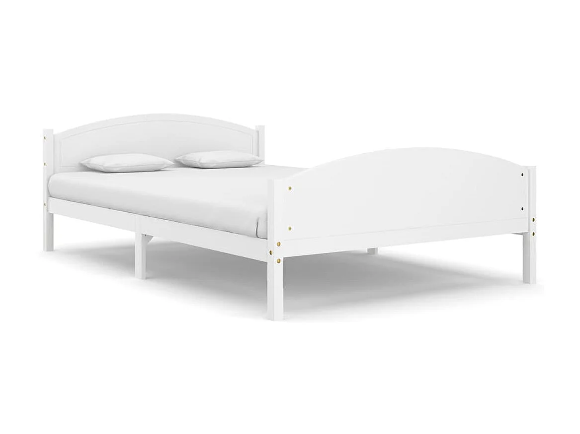Cama 140x200 cm pinho maciço branco PT456075