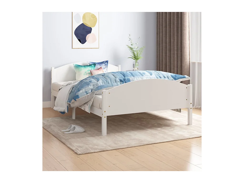 Lit-140x200 cm Blanc Bois de pin massif EGGB79811