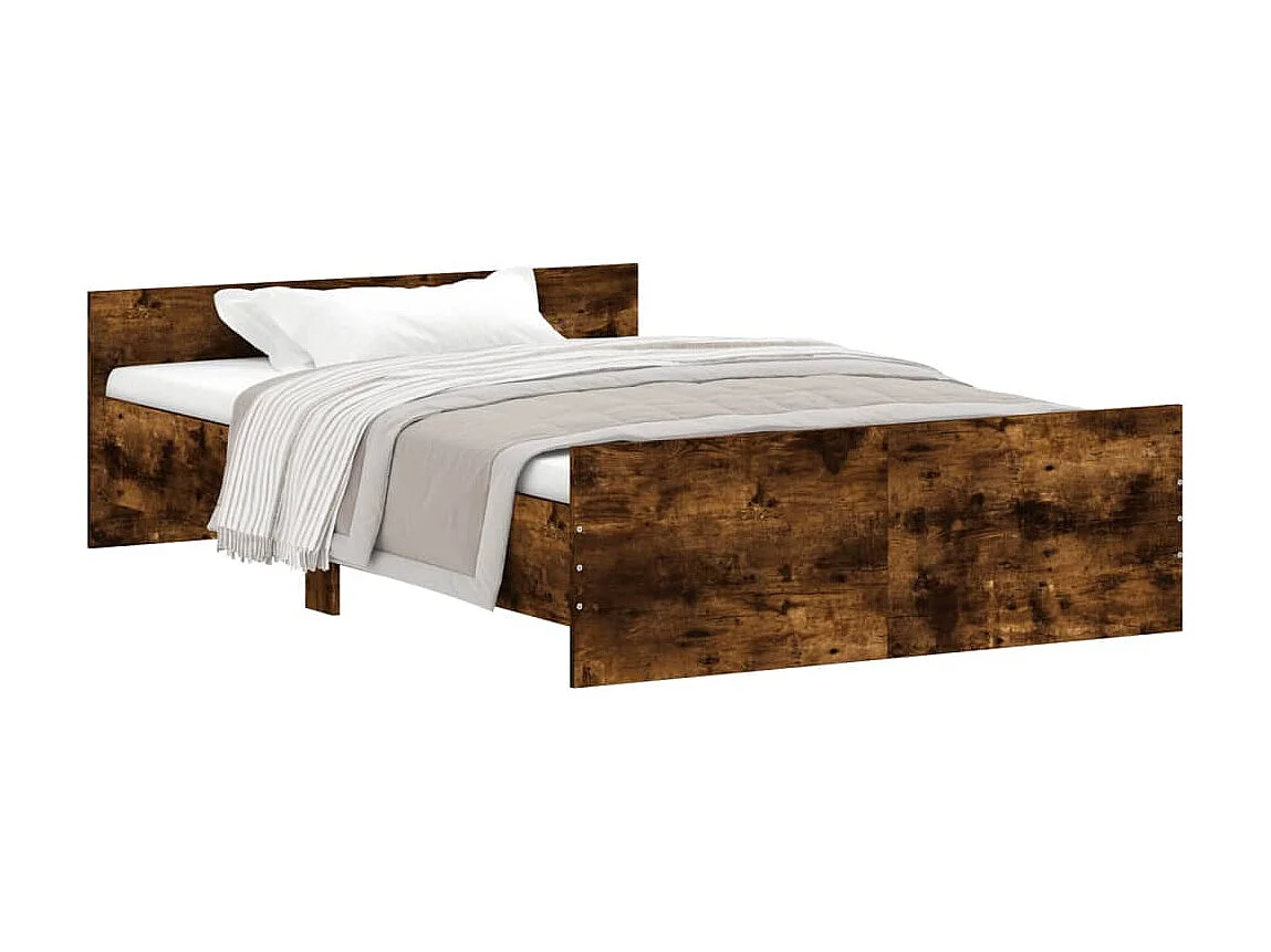 Lit-120x190 cm tête de lit et pied de lit chêne fumé EGGB85254