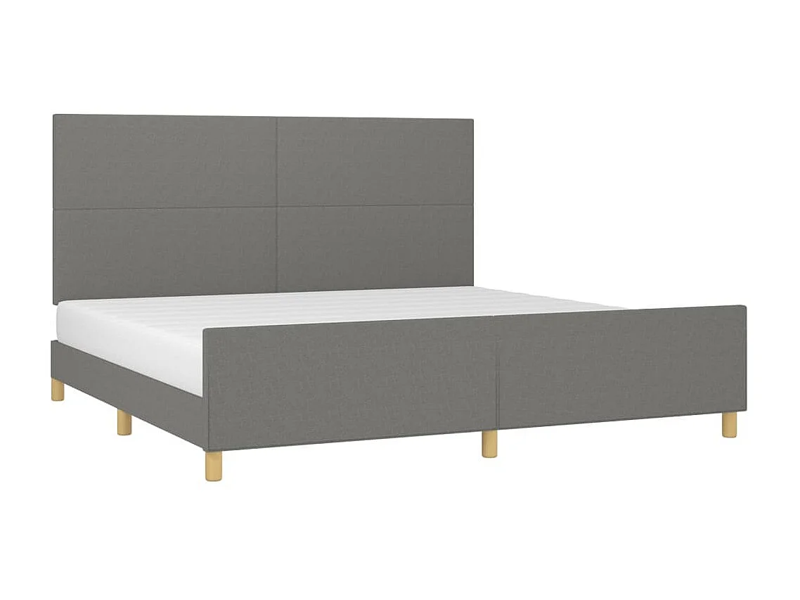 Cama com cabeceira 200x200 cm tecido cinzento-escuro PT160762