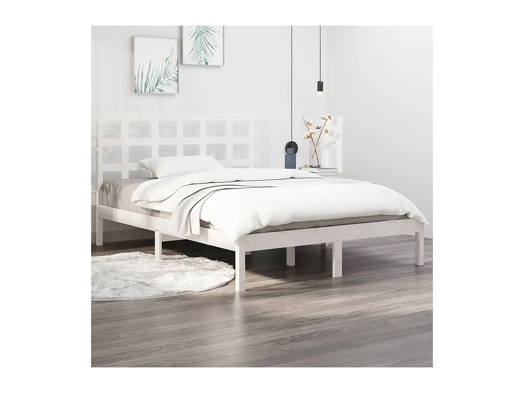 Lit-200x200 cm Blanc Bois massif EGGB41628