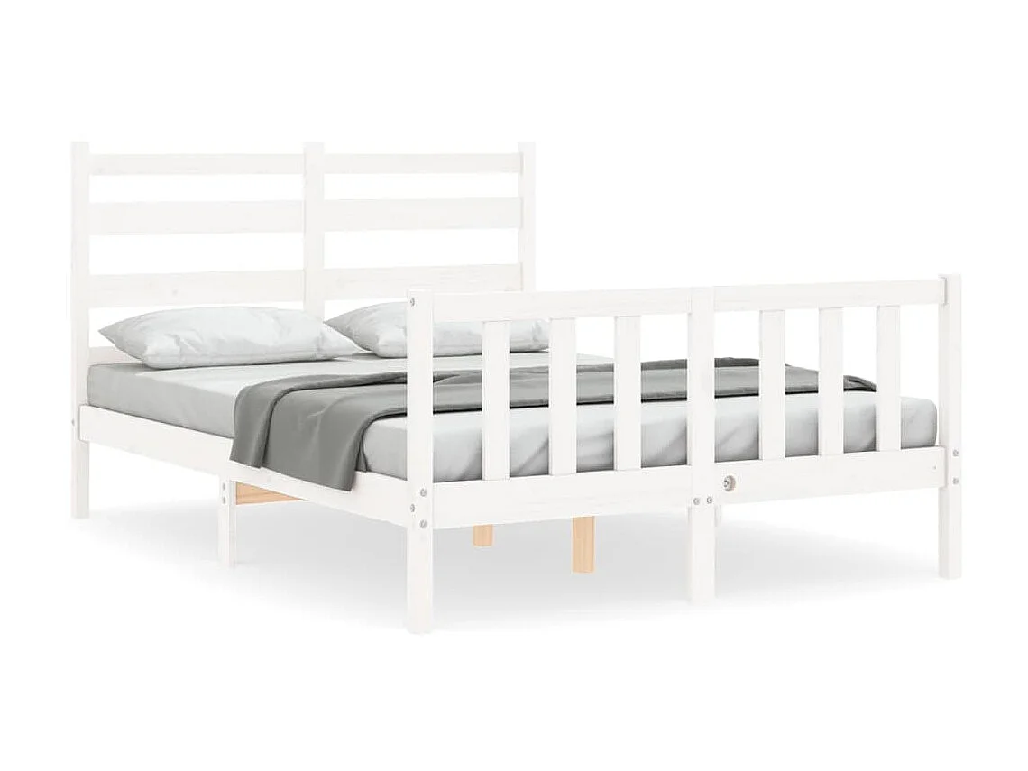 Lit-120x190 cm avec tête de lit blanc petit double bois massif EGGB66616