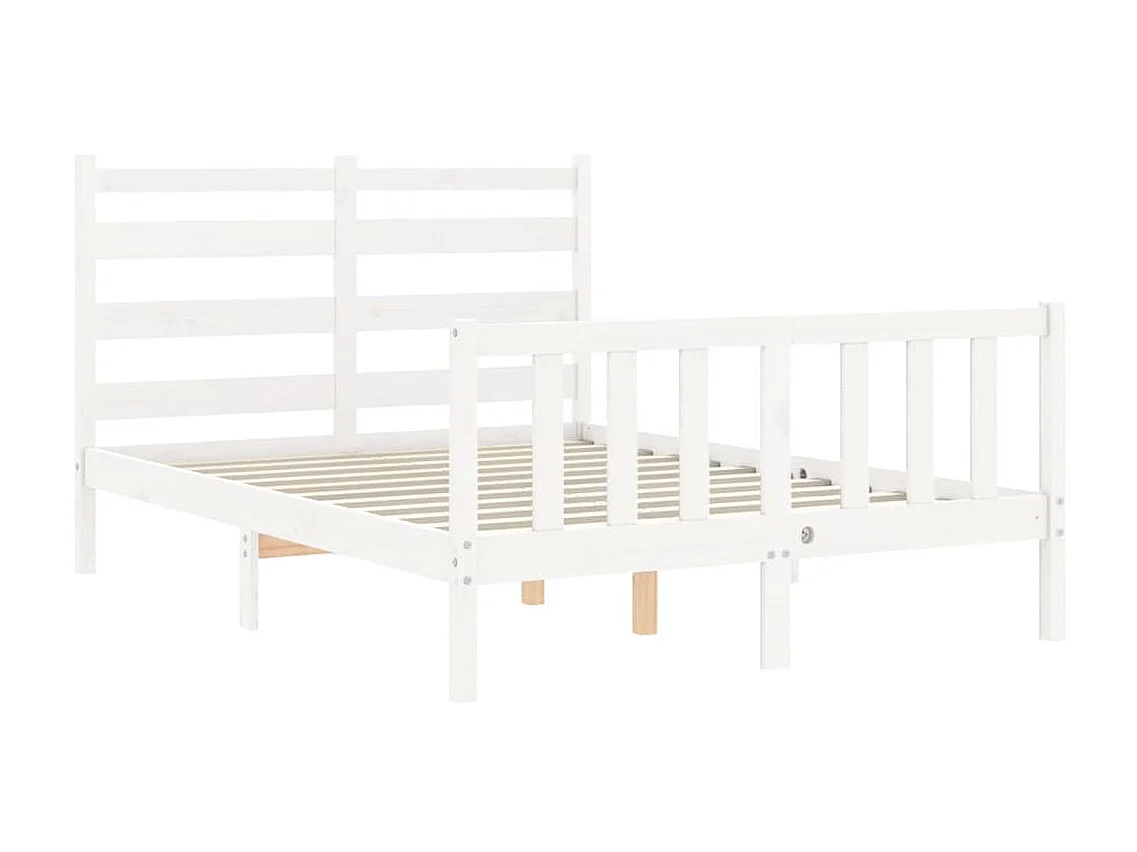 Cama 120x190 cm de matrimonio con cabecero madera maciza blanco ES30138