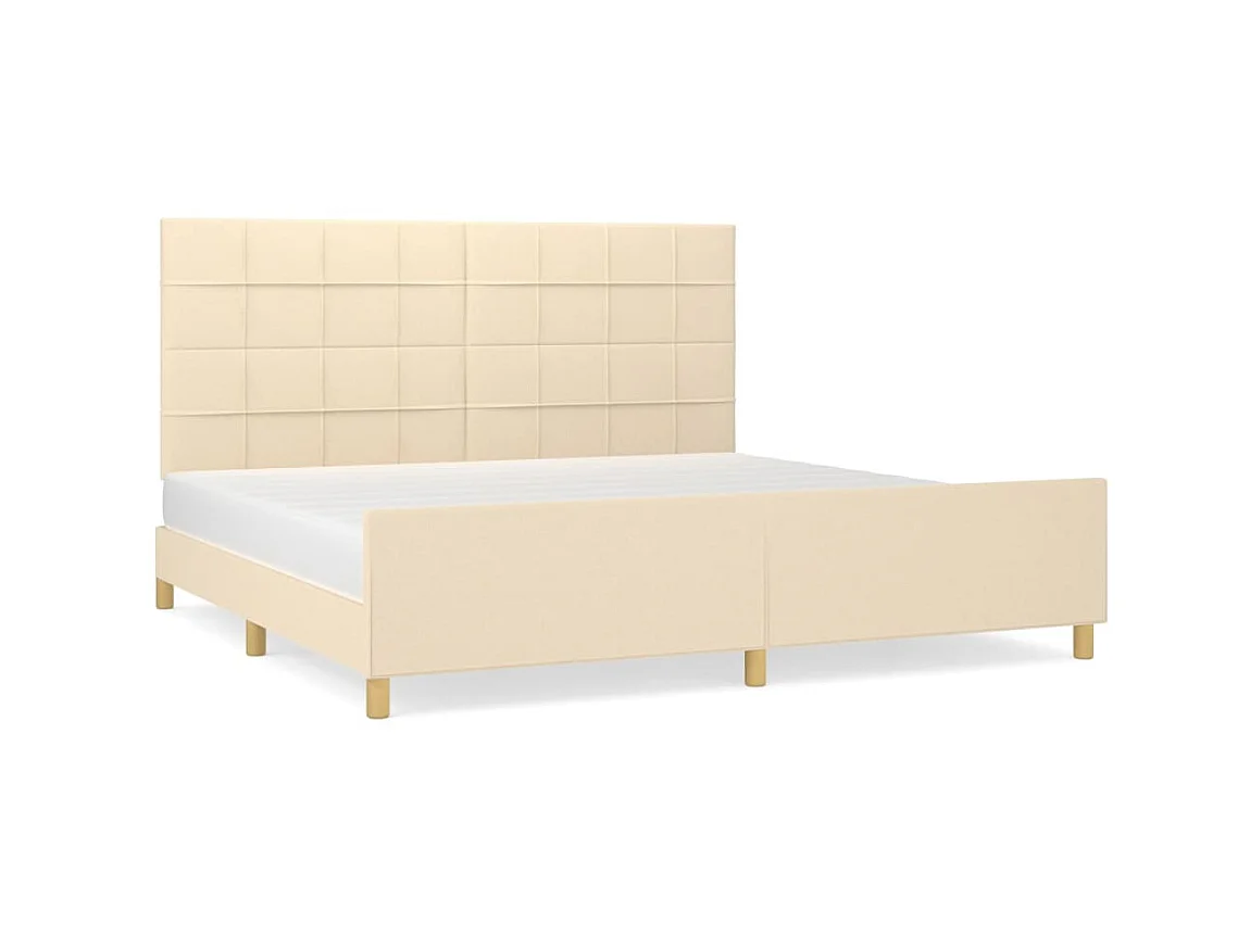 Lit-200x200 cm avec tête de lit Crème Tissu EGGB85949