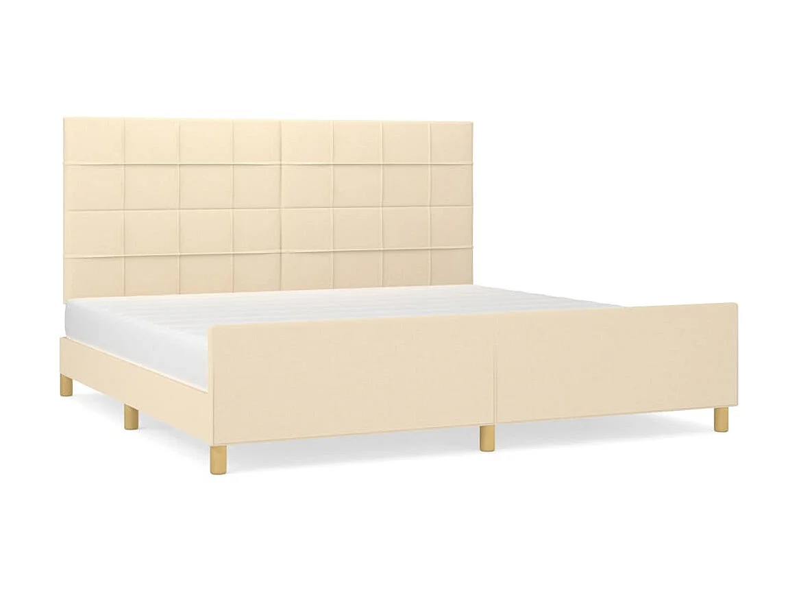 Lit-200x200 cm avec tête de lit Crème Tissu EGGB85949