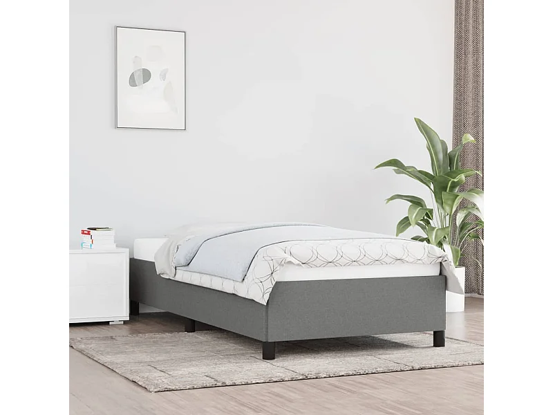 Lit-90x200 cm Gris foncé Tissu EGGB73837