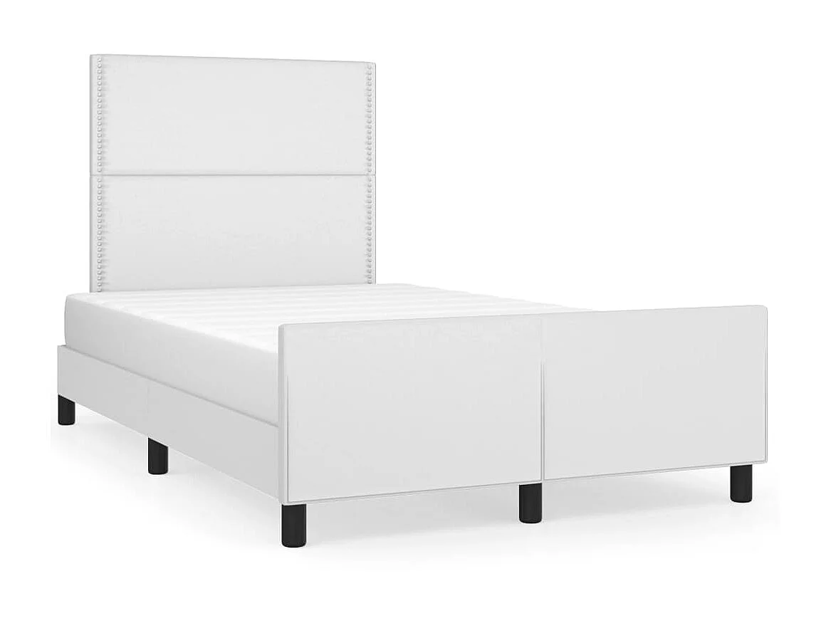 Cama 120x200 cm cabecero cuero sintético blanco ES43998