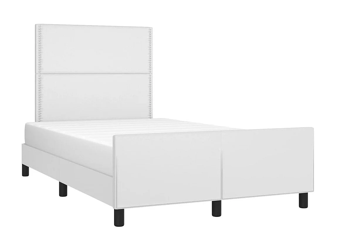 Cama 120x200 cm cabecero cuero sintético blanco ES43998