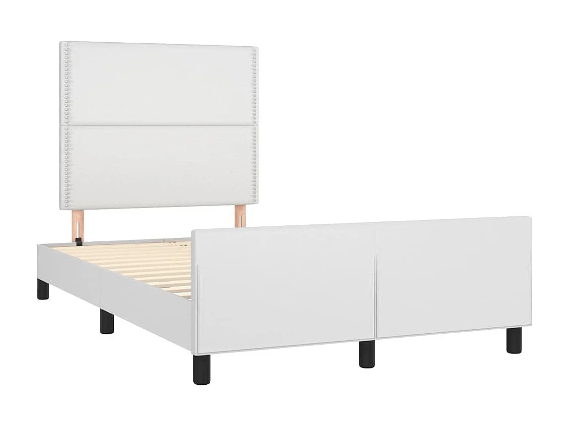 Cama 120x200 cm cabecero cuero sintético blanco ES43998