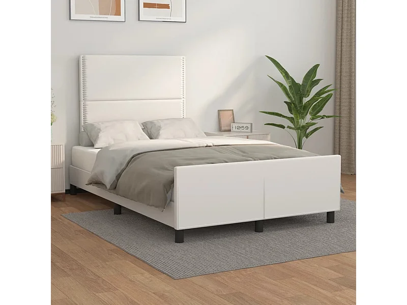 Bedframe met hoofdbord kunstleer wit 120x200 cm NL63982