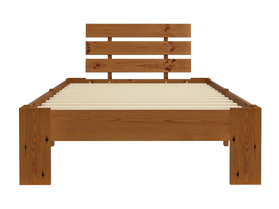 Lit-90x200 cm Marron miel Bois de pin massif EGGB41811