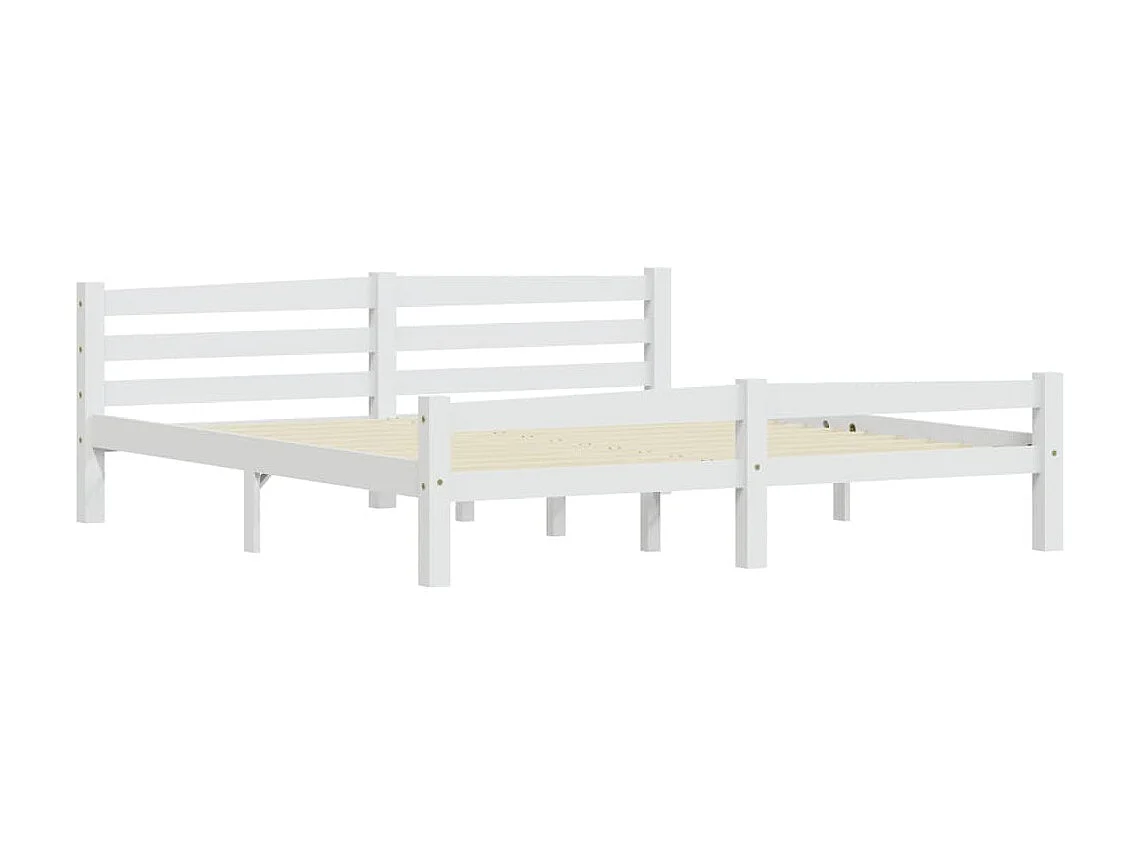 Lit-180x200 cm Blanc Bois de pin massif EGGB13380