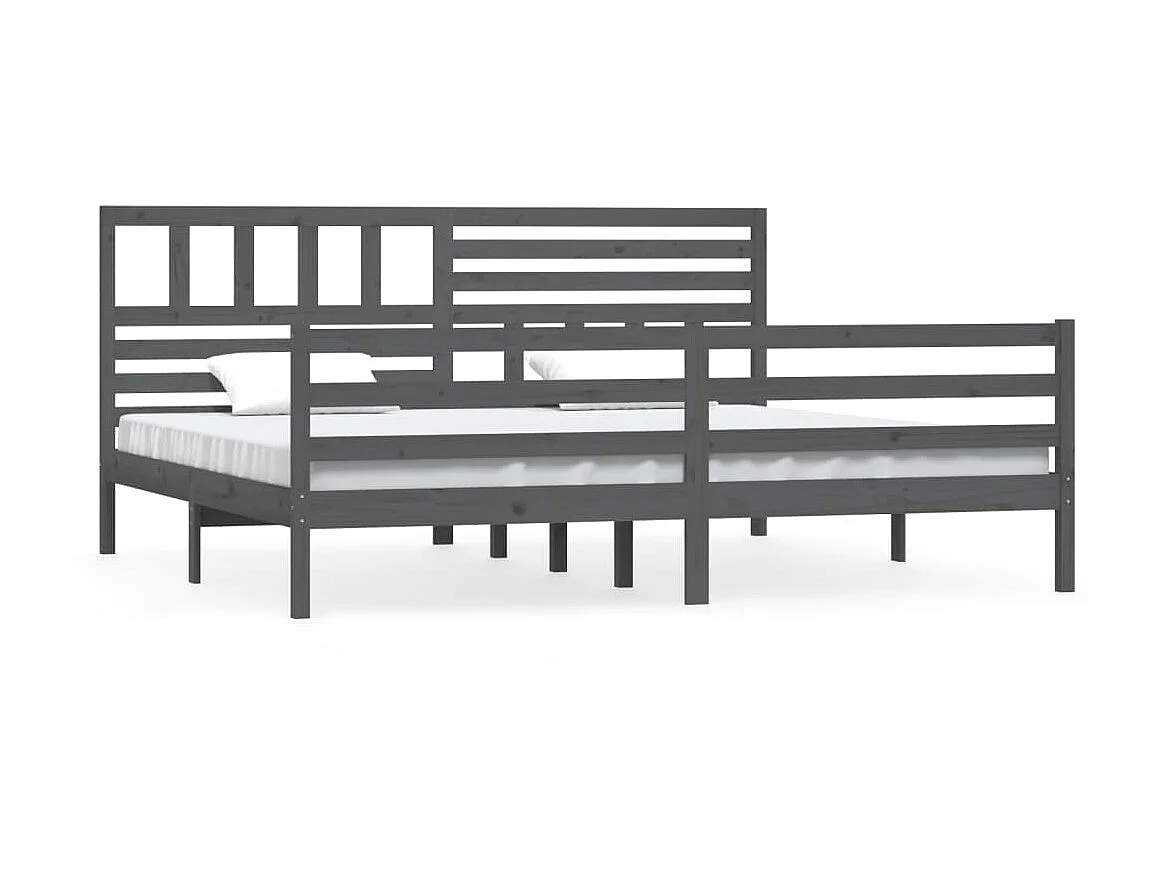 Lit-200x200 cm Gris Bois massif EGGB64429