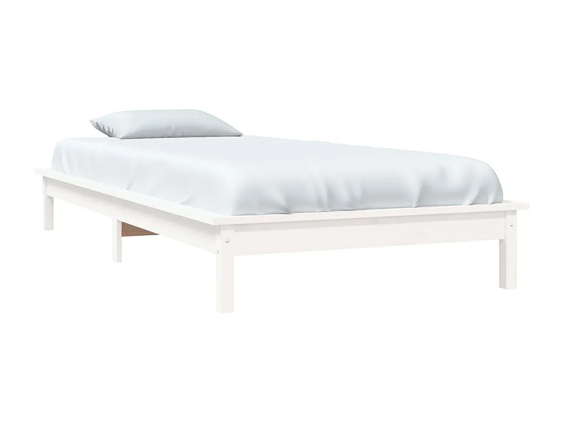 Lit-90x190 cm blanc simple bois massif de pin EGGB36159