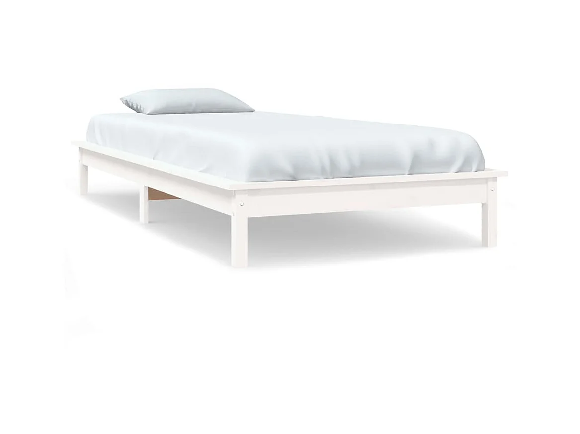 Bedframe massief grenenhout wit 90x190 cm NL60714