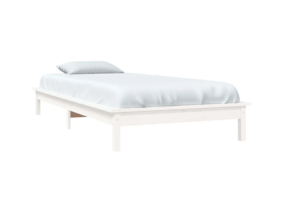 Bedframe massief grenenhout wit 90x190 cm NL60714