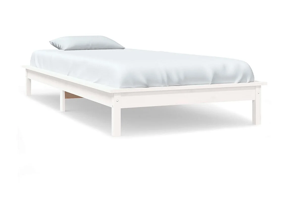 Cama 90x190 cm individual madera maciza pino blanco ES31919