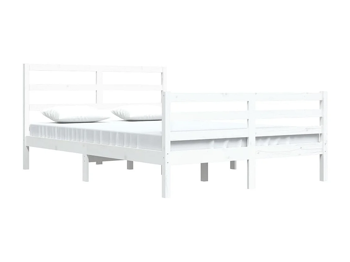 Lit-160x200 cm Blanc Bois de pin massif EGGB18463