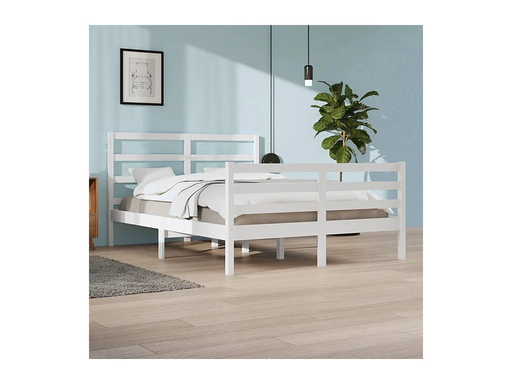 Bedframe massief grenenhout wit 160x200 cm NL84245