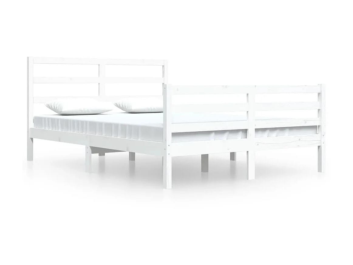 Lit-160x200 cm Blanc Bois de pin massif EGGB18463
