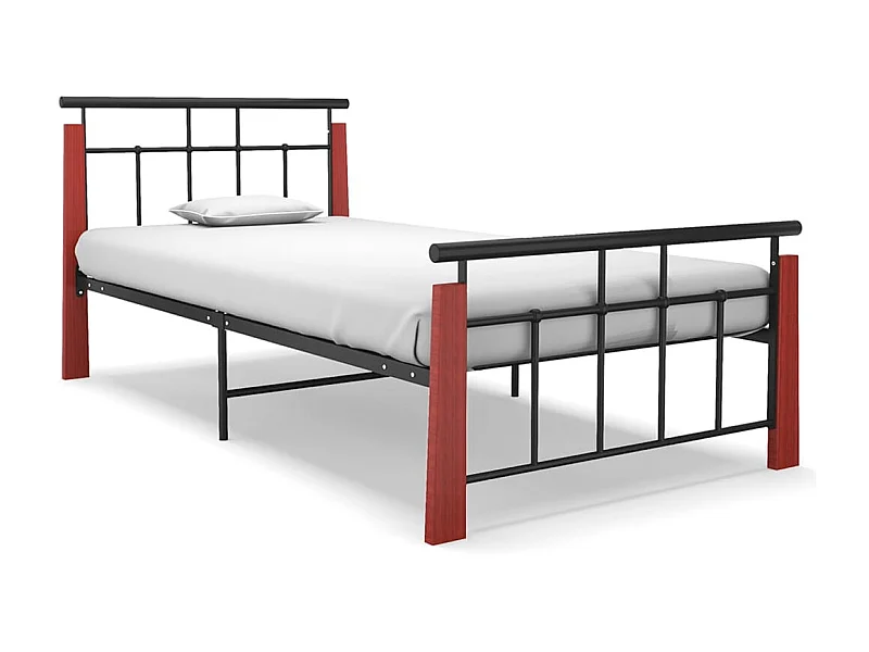 Lit-90x200 cm Métal et bois de chêne massif EGGB32477