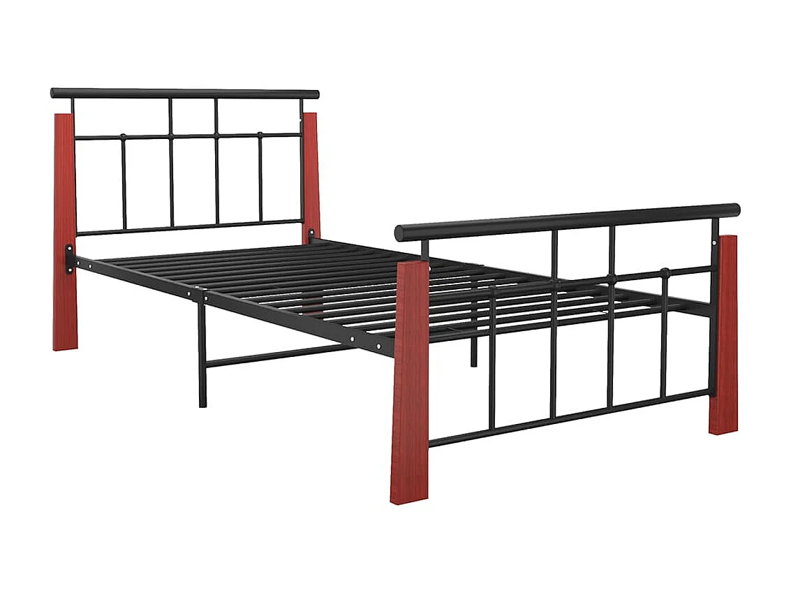 Lit-90x200 cm Métal et bois de chêne massif EGGB32477