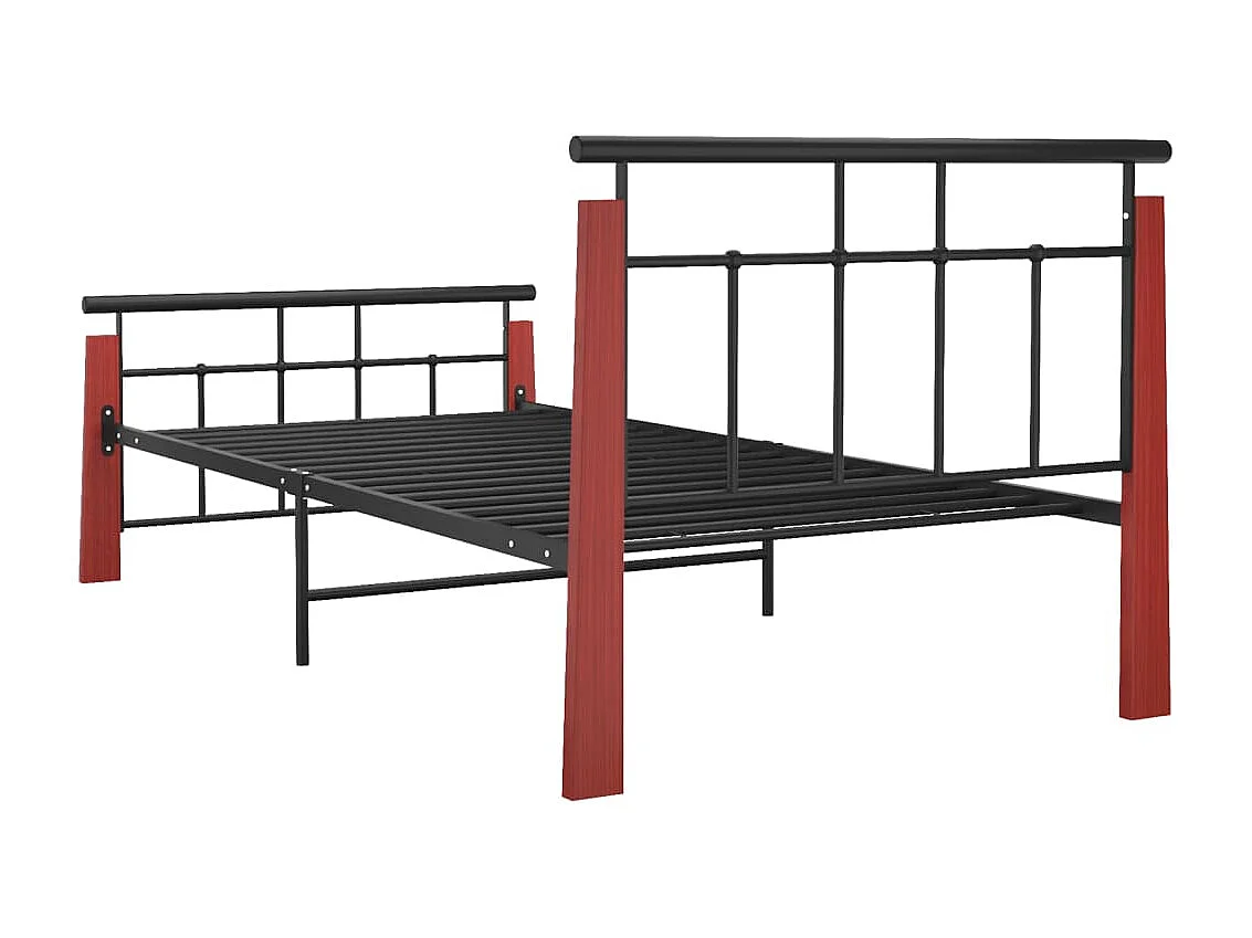 Lit-90x200 cm Métal et bois de chêne massif EGGB32477