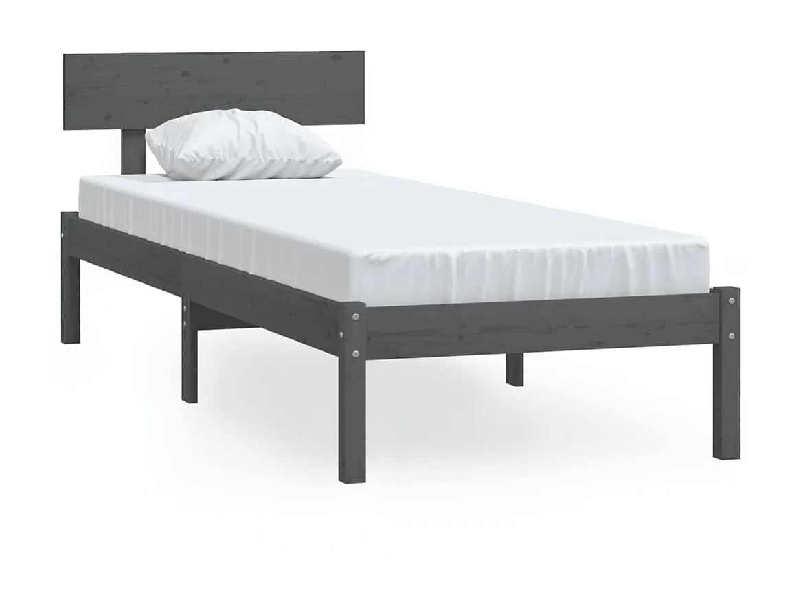 Lit-90x190 cm Gris Bois de pin massif UK simple EGGB57561