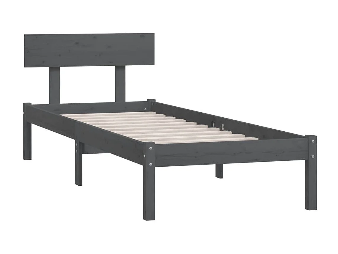 Lit-90x190 cm Gris Bois de pin massif UK simple EGGB57561