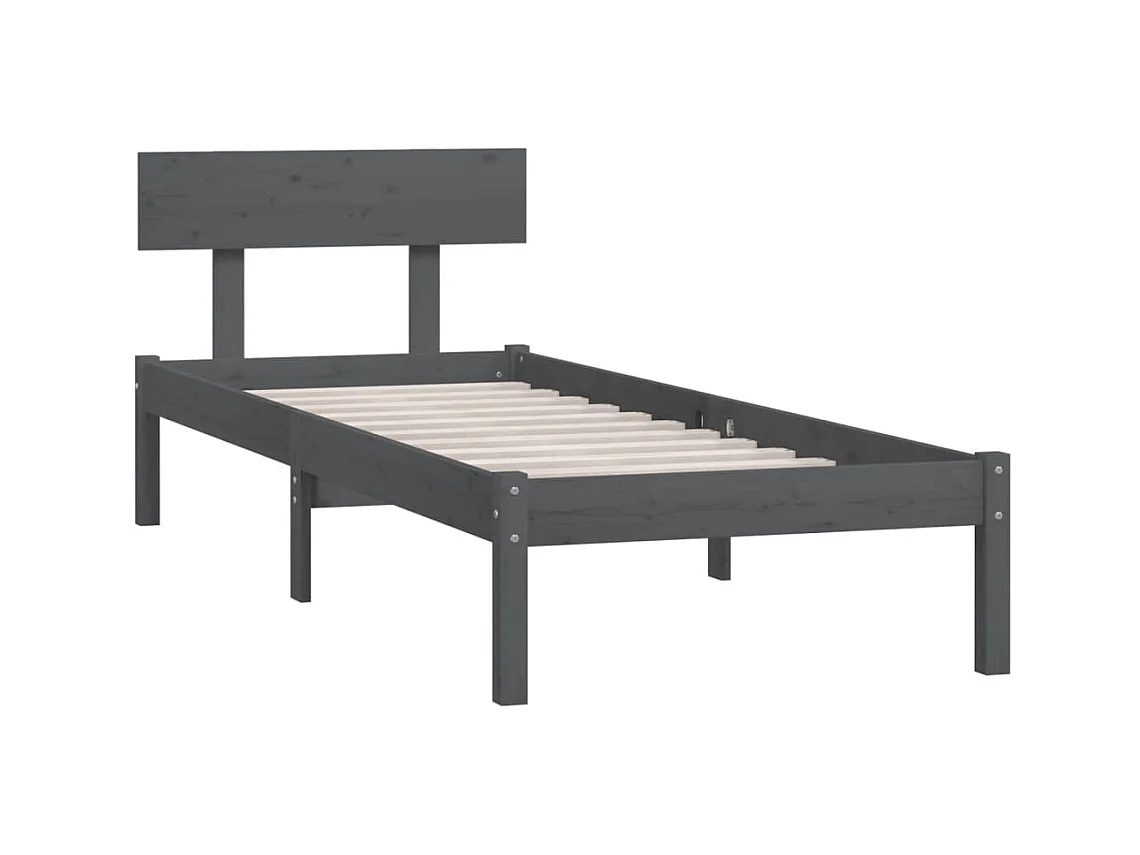 Bedframe massief grenenhout grijs 90x190 cm NL90393