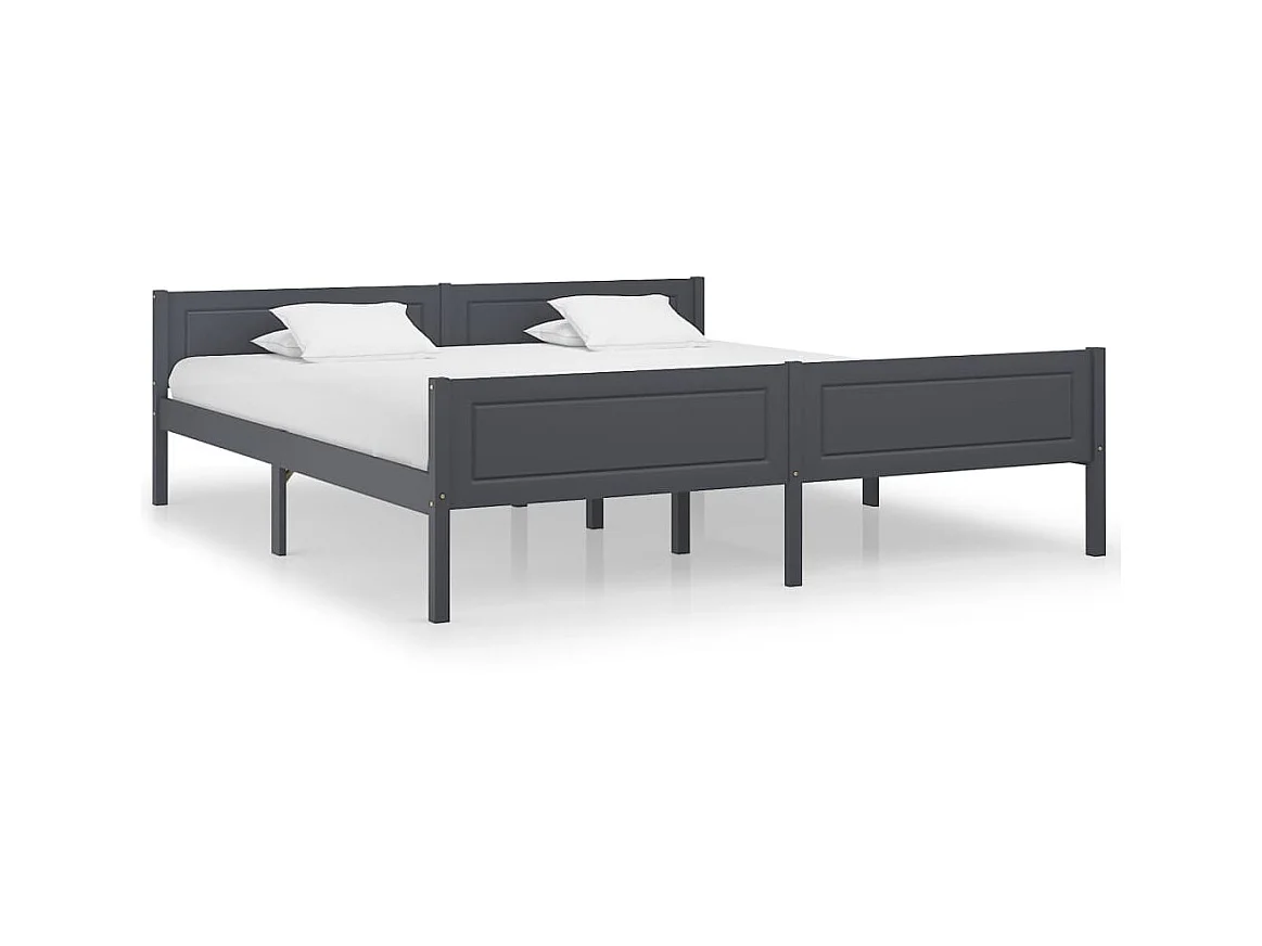 Lit-180x200 cm Bois de pin massif Gris EGGB86554