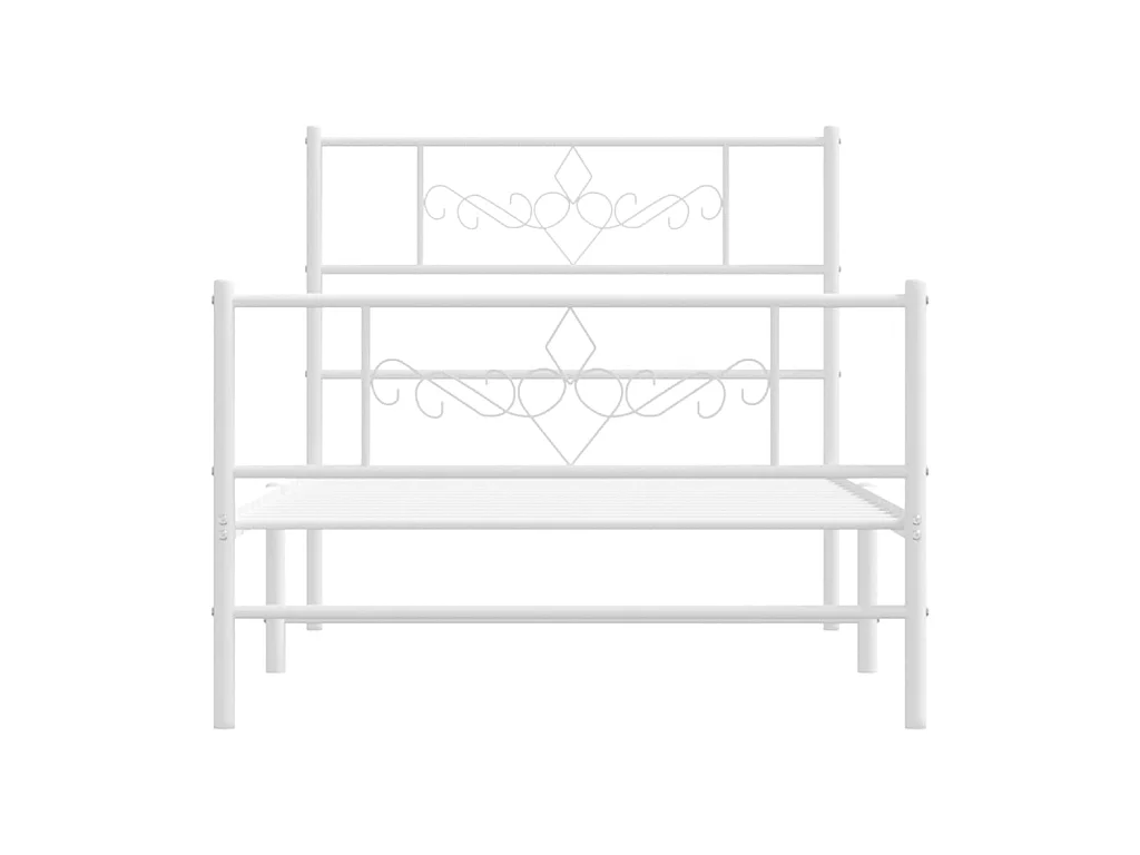 Lit-90x200 cm métal avec tête de lit/pied de lit blanc EGGB56653